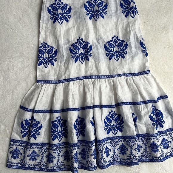 Zara Embroidered Blue and White Midi Skirt - Picture 5 of 16